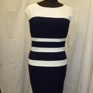 Ralph Lauren Navy/White Striped Dress-Size 8 NWT